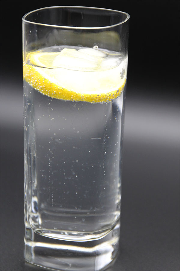 Gin Tonic mit Zitrone und Eiswürfel