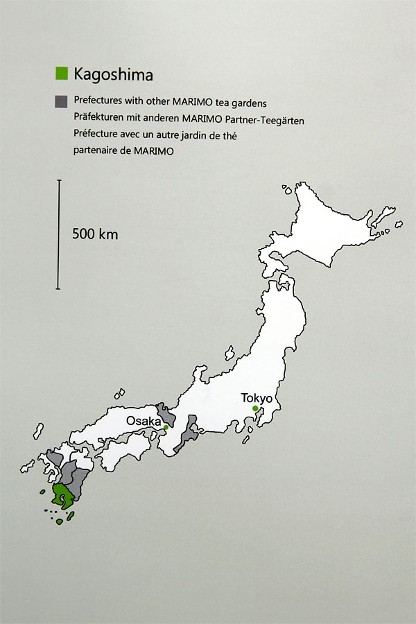 Eine Karte von Japan mit Kagoshima